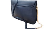 Dark Blue Real Leather Crossbody Bag